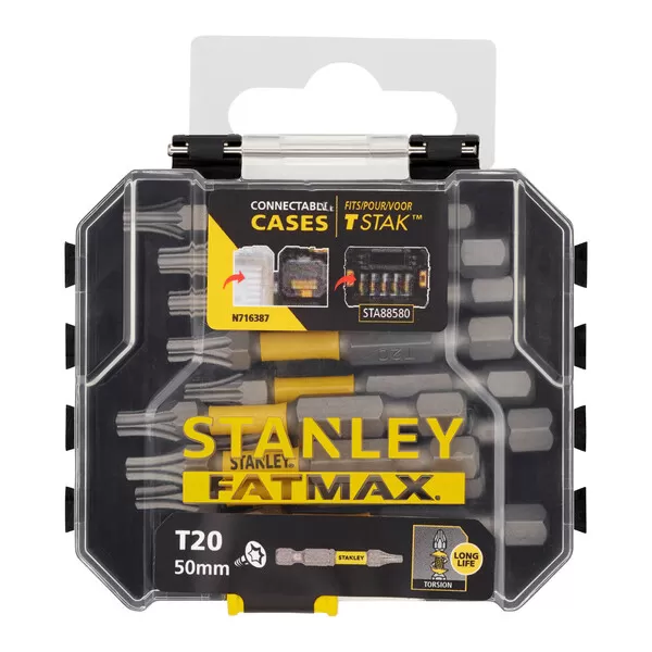 10dílná sada 50 mm bitů pro rázové utahováky T20 Stanley STA88574