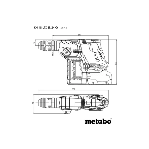 Akumulátorové kladivo kombinované 18V/2x4,0Ah KH 18 LTX BL 24 Q, mB Metabo 601714800