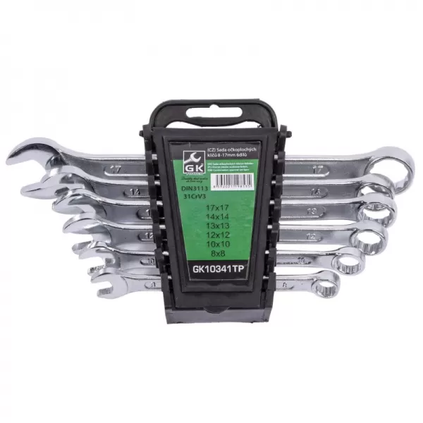 Sada očkoplochých klíčů, chrom 6 dílů, 8-17 mm, plastový držák GK TOOLS GK10341TP
