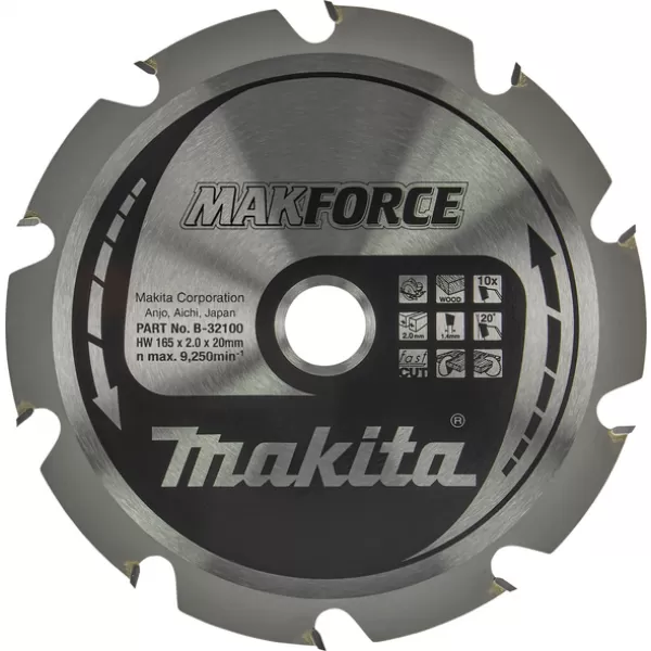 Pílový kotúč na drevo MAKFORCE 165x2x20mm 10Z Makita B-32100