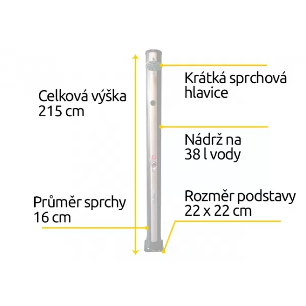 Solární sprcha vč. teploměru Hawaj 38 l černo-stříbrná 70548011