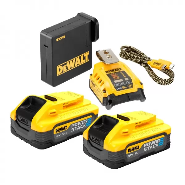 USB-C nabíjecí kit 18V 2x 5,0Ah DeWALT POWERSTACK DCB094H2