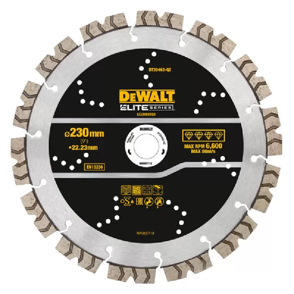 Diamantový kotouč ELITE 230 mm segment 12mm, univerzální použití DeWALT DT20462