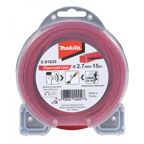 Nylonová struna špeciálna pre akumulátorové stroje 2,7mm, červená, 15m Makita E-01828