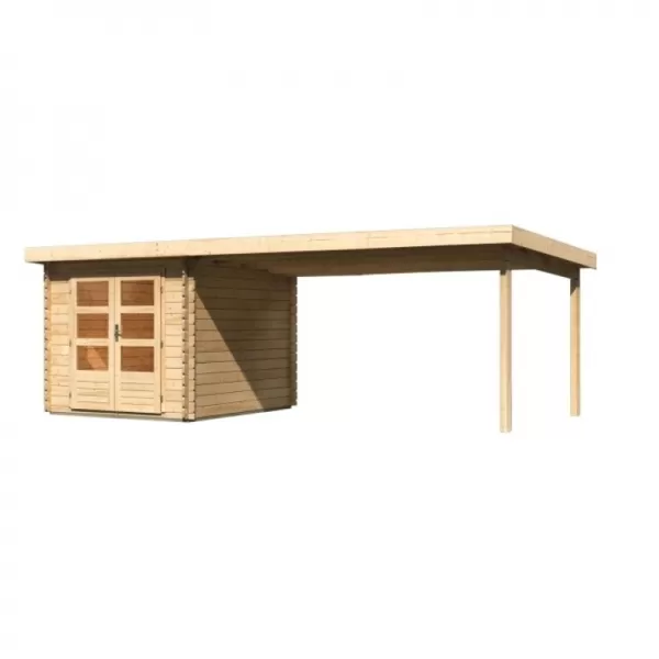 Dřevěný domek KARIBU BASTRUP 4 + přístavek 400 cm (77805) natur LG2881