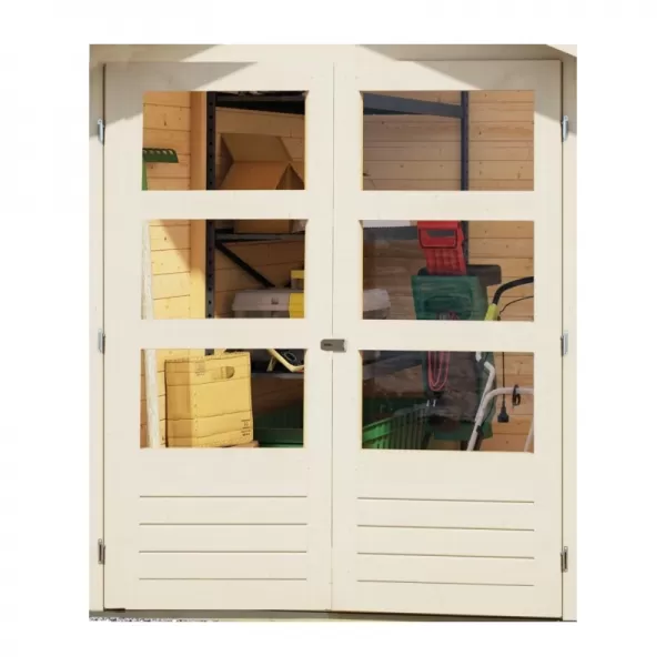 Dřevěný domek KARIBU KERKO 5 + přístavek 280 cm (9203) šedý LG2990