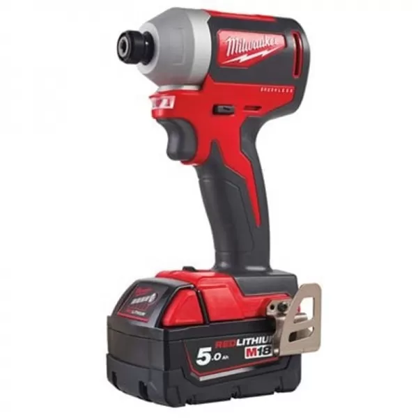 Aku bezuhlíkový rázový utahovák M18™ 1/4” hex 18V/2x5,0Ah Milwaukee M18BLID2-502X