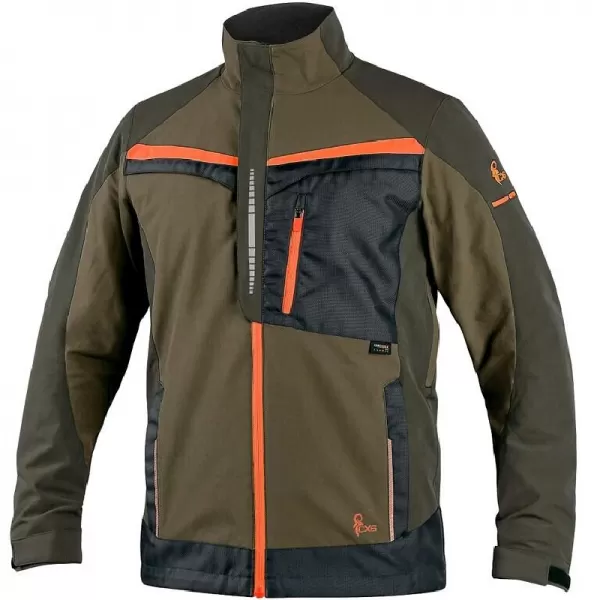 Blůza Canis CXS NAOS, pánská, khaki-olivová, HV oranžové doplňky