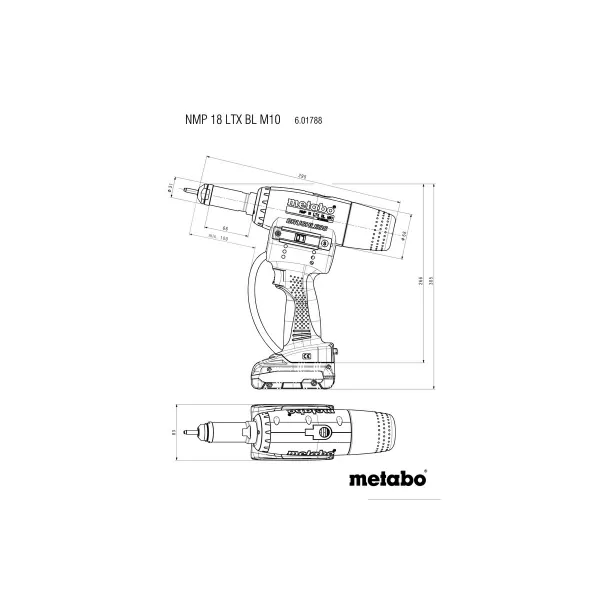 Aku nýtovací pistole 18V/2x4,0Ah NMP 18 LTX BL M10 Metabo 601788800