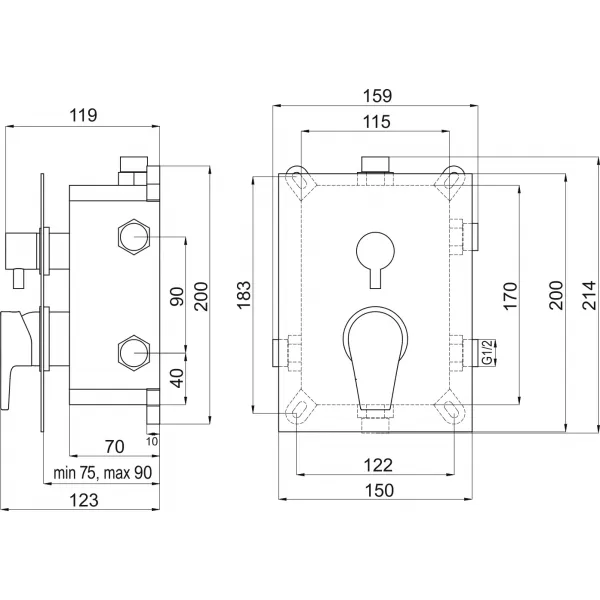 Podomítková baterie s boxem 3 vývody VISION X Novaservis BOX42051RX,0