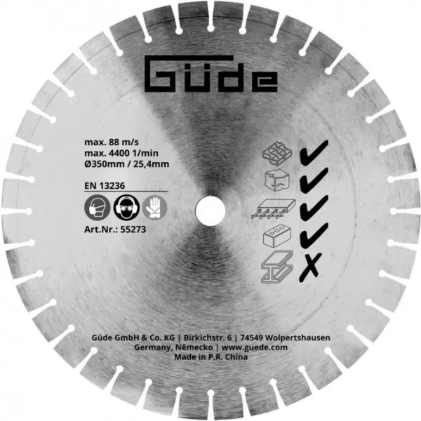 Diamantový řezný kotouč segmentovaný Güde 55273