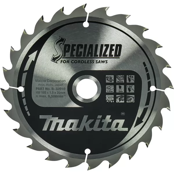 Kotouč pilový dřevo SPECIALIZED 165x1,5x20mm 24Z pro aku pily Makita B-32910