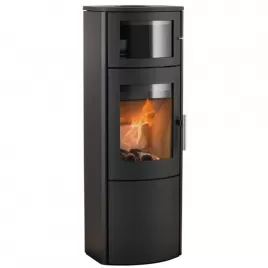 Krbová kamna s podstavcem s bočním prosklením, černé lišty SCAN 68-11 černý lak