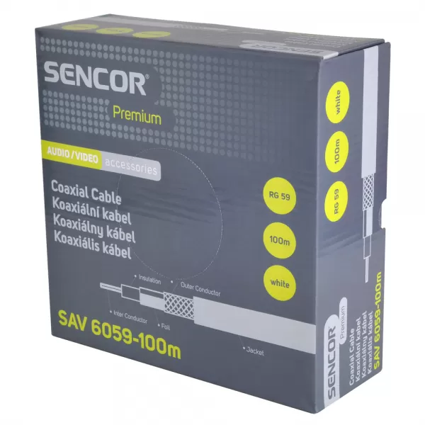 Anténní koaxiální kabel RG-59 SENCOR SAV 6059-100m
