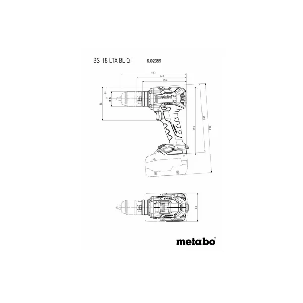 Aku vrtačka 18V/2x5,5Ah LiHD BS 18 LTX BL Q I Metabo 602359660
