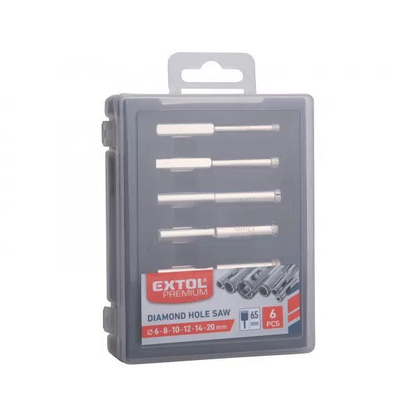 Korunky vykružovací diamantové na sklo a keramiku sada 6ks EXTOL PREMIUM 8801975