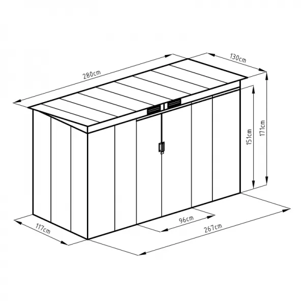 Plechový domek LANITPLAST HALLE 94 ANTRACIT LG4024