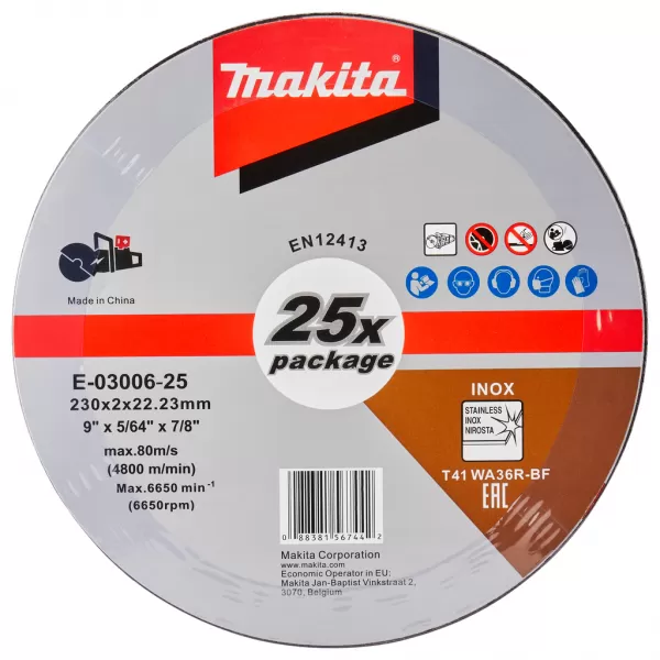 Kotouč řezný nerez 230x2,0x22,23mm, 25ks Makita E-03006-25