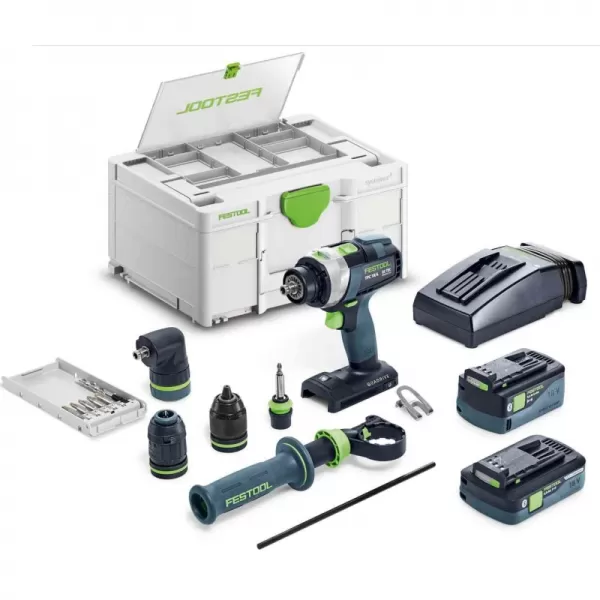 Aku příklepový vrtací šroubovák QUADRIVE TPC 18V 1x5,0 + 1x4,0Ah I-Set/XL Festool 577622