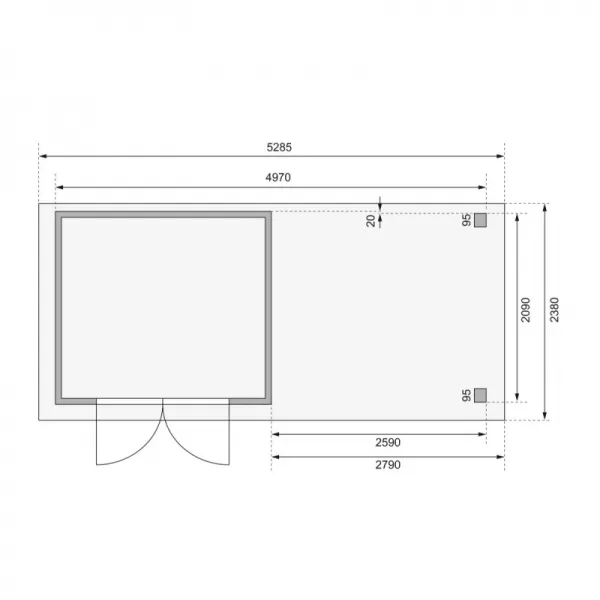 Dřevěný domek KARIBU KERKO 3 + přístavek 280 cm (82936) natur LG2958