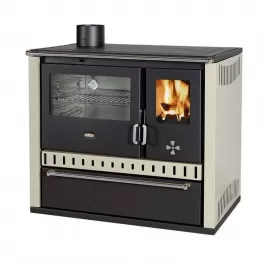 Sporák na tuhá paliva s teplovodním výměníkem slonová kost, levá PRITY GT W10 FI S DR 7177