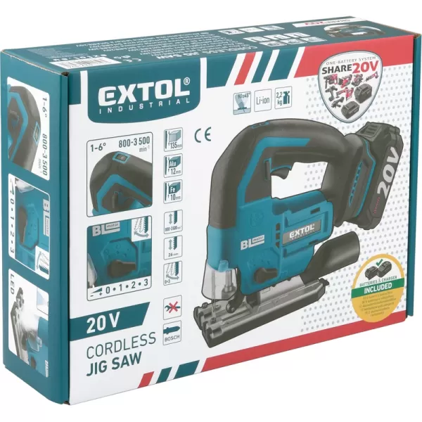 Aku přímočará pila 20V 1x2,0Ah EXTOL INDUSTRIAL 8791824