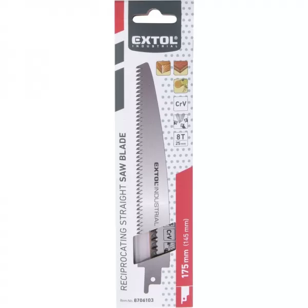 Plátek na dřevo rovný do pily ocasky, 175x24x1,2mm (d/v/tl), CrV Extol Industrial 8706103