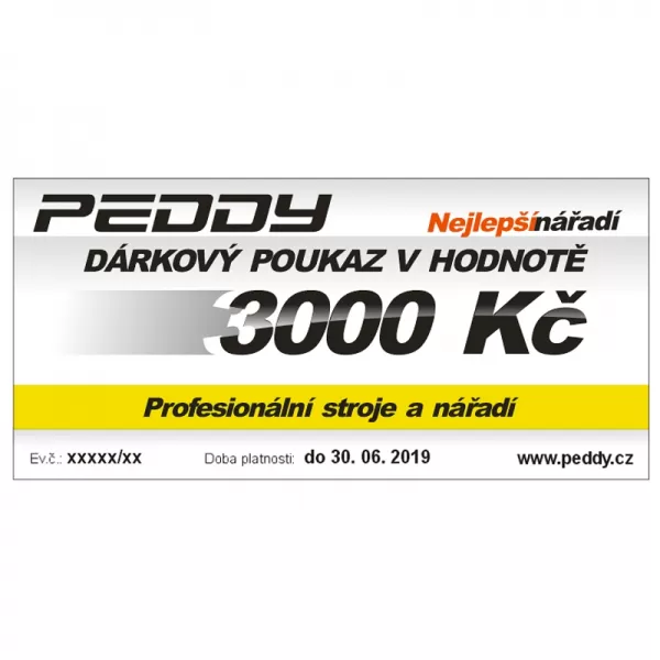 Dárkový poukaz PEDDY na nákup zboží v hodnotě 3000 Kč