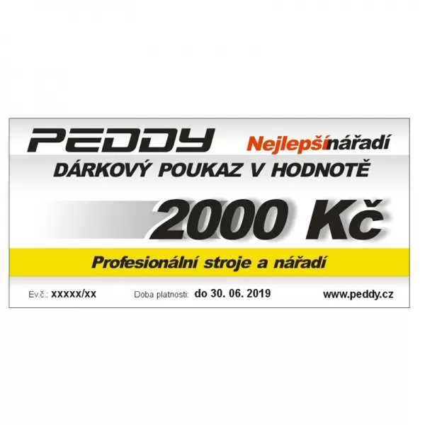 Dárkový poukaz PEDDY na nákup zboží v hodnotě 2000 Kč