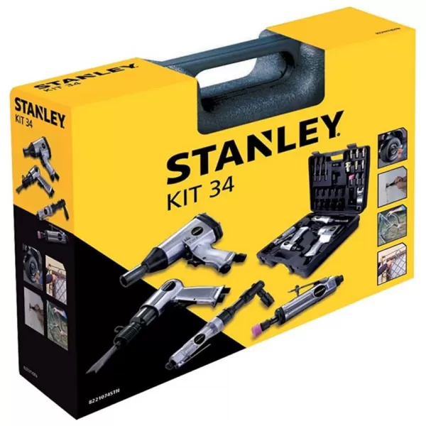 Sada pneu nářadí - 1/2" utahovák, ráčna, kladivo, přímá bruska Stanley 8221074STN