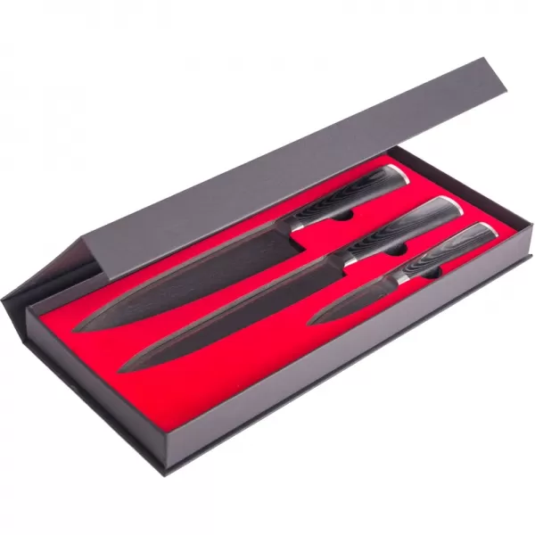 Sada nožů G21 Damascus Premium v bambusovém bloku, Box, 3 ks + brusný kámen 6002298