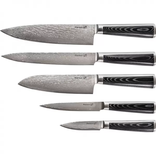 Sada nožů G21 Damascus Premium v bambusovém bloku, Box, 5 ks + brusný kámen 6002299