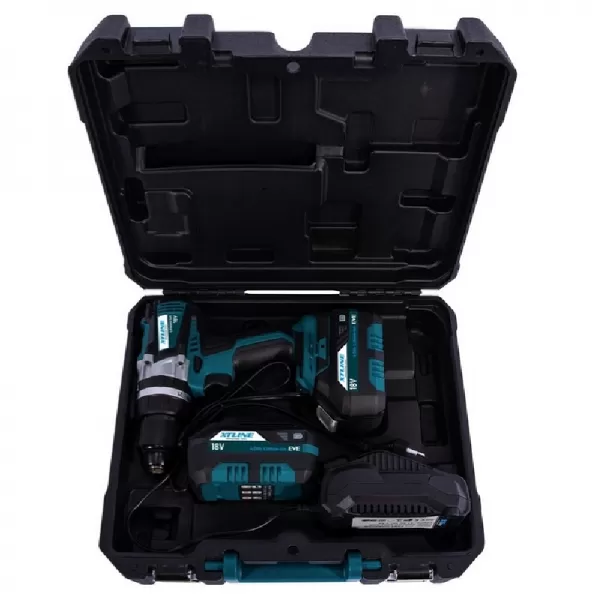 Aku vrtačka s příklepem bezuhlíková 18V + 2baterie + kufr XTline XT102865