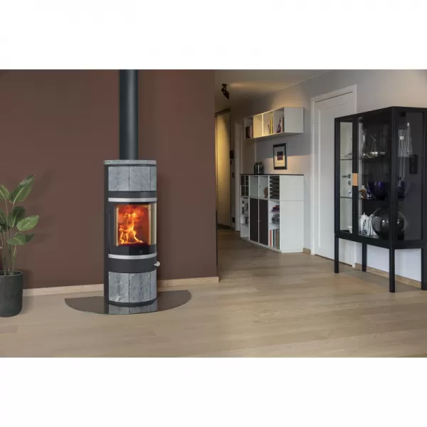 Krbová kamna zadní vývod SCAN 83-7 MAXI, mastek, černé lišty, černý lak