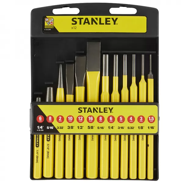 12-ti dílná sada sekáčů, průbojníků a důlčíků Stanley 4-18-299