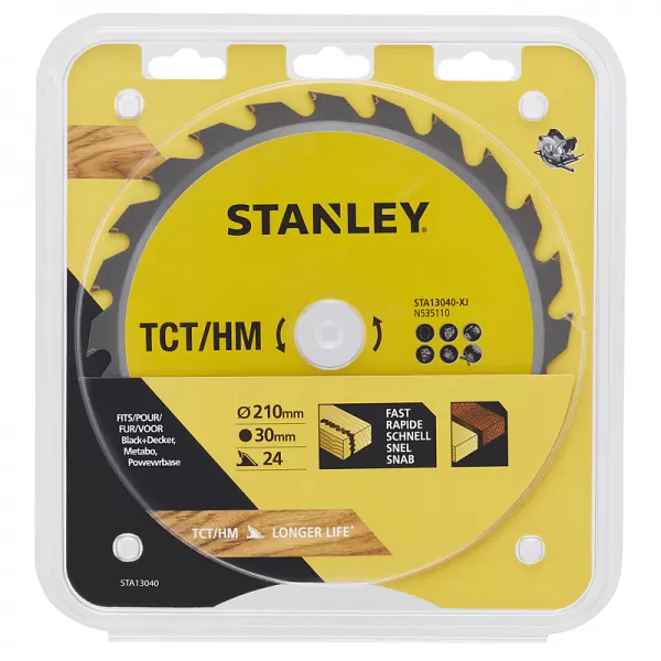 Pilový kotouč TCT/HM pro podélné řezy 210 x 30 mm, 24 zubů Stanley STA13040