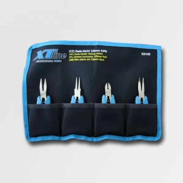 4dílná sada kleští 125mm CrV v obalu XTline X0140