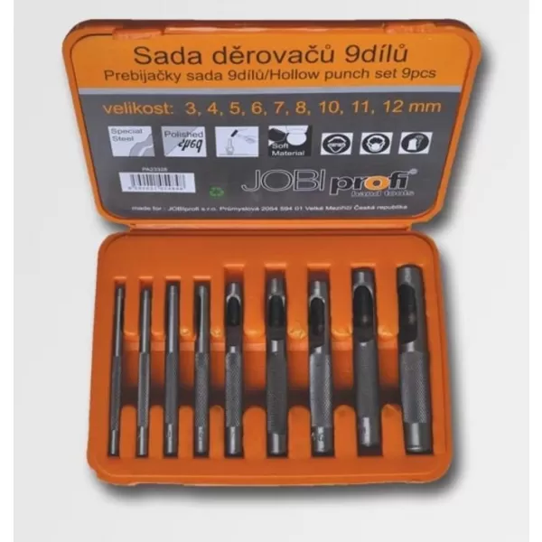 9-ti dílná sada děrovačů v plastovém boxu STAVTOOL PA23328