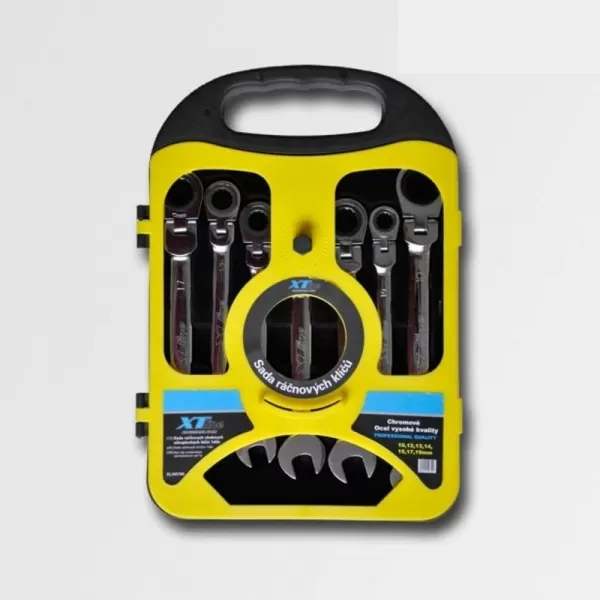 7-mi dílná sada očkoplochých ráčnových kloubových klíčů CrV chrom Xtline KL345700