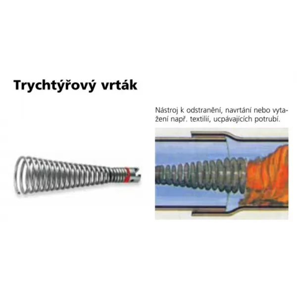 Trychtýřový vrták na čištění potrubí 60x195mm spojka 32mm ROTHENBERGER