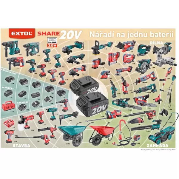 Aku vrtací šroubovák s příklepem SHARE20V, 70Nm, BRUSHLESS, 2Ah Extol industrial 8791806