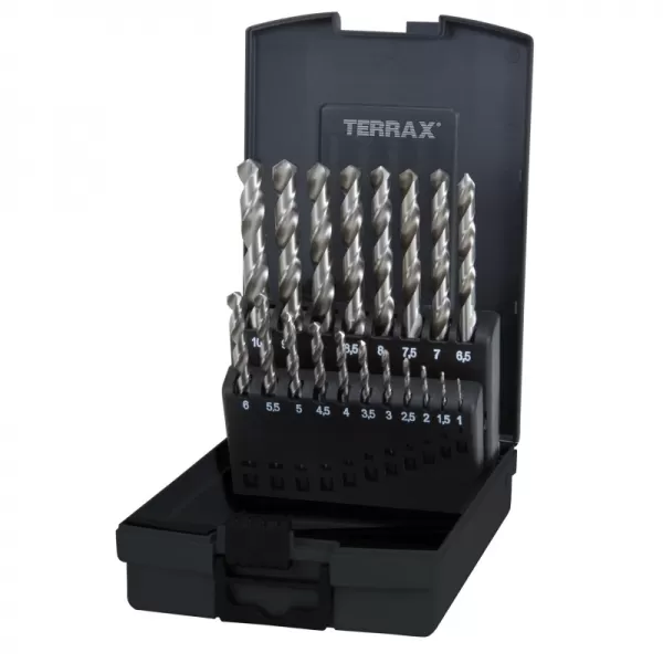 Sada vrtákov do kovu Terrax HSS-G 19 dielov 1-10 mm, plastový box RUKO RUA214214RO