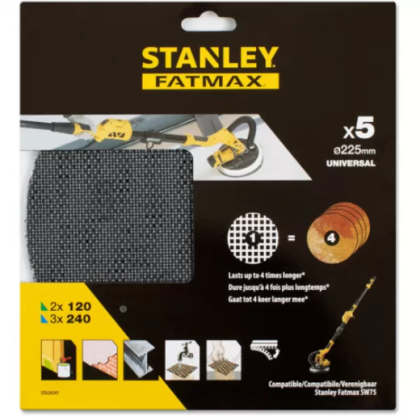 Brusný papír pro brusku na sádrokarton sada 5ks 225mm DeWALT STA39297