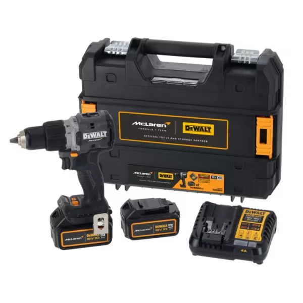 Aku příklepová vrtačka 18V/2x5,0Ah limitovaná edice McLaren DeWALT DCD85MP2T