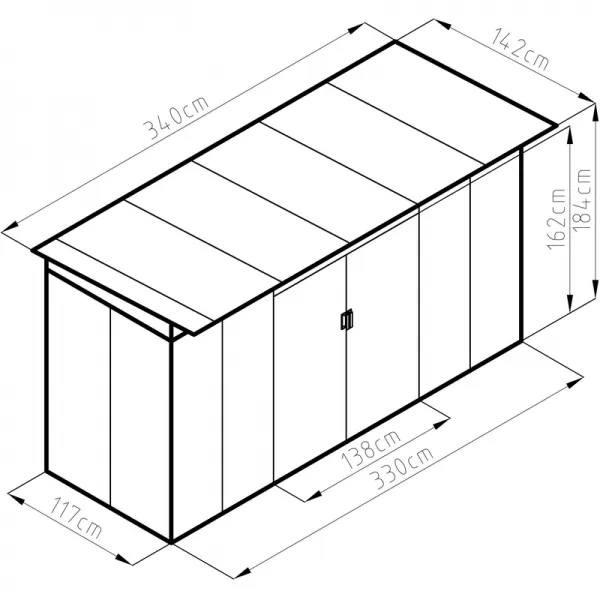 Zahradní domek G21 GRAH 483 - 340 x 142 cm, metalický šedý 63900992
